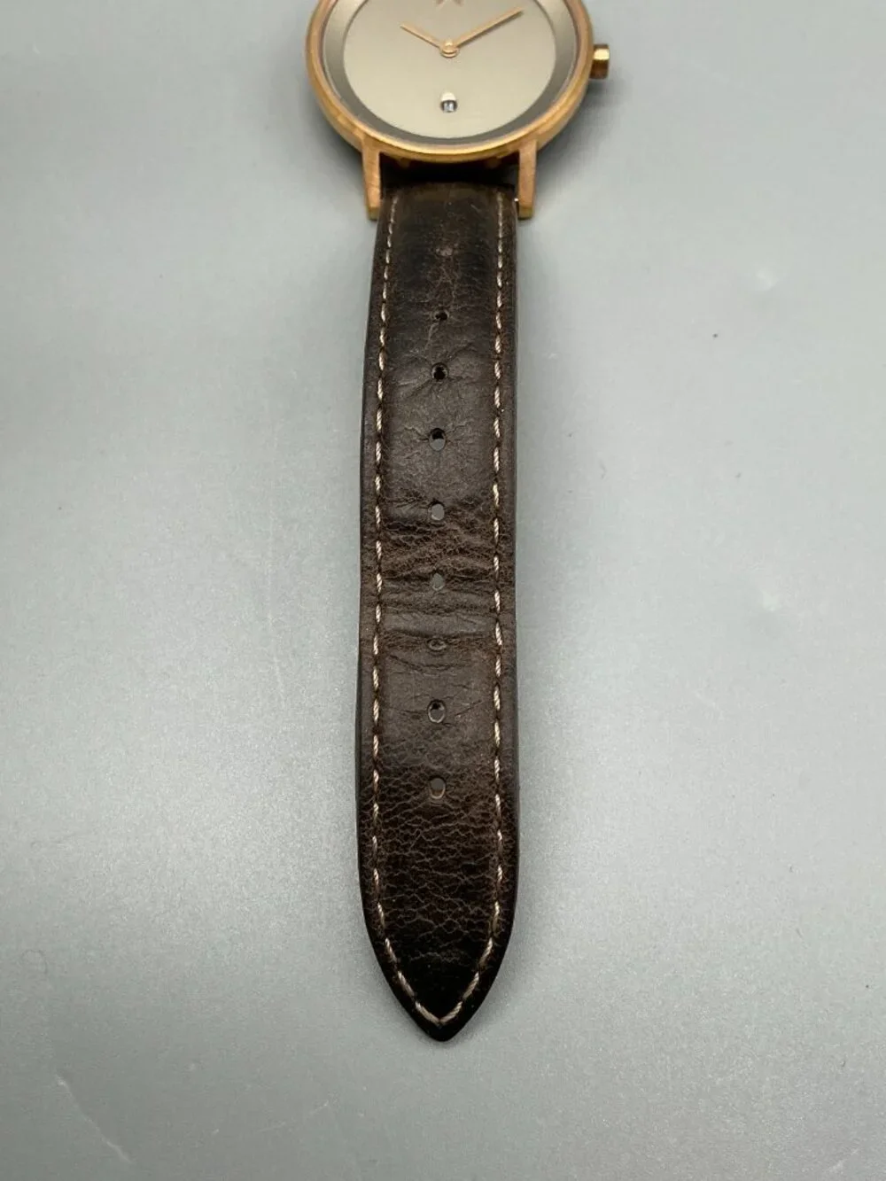 MVMT Ashen Taupe Womens Watch 34mm Rose Gold Tone Date Leather New Battery